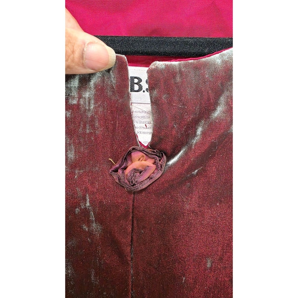 Vintage J.B.S. Ltd. Red Crushed Velvet Long-Sleeve Tunic Floral Buttons Size 10 - Picture 8 of 8